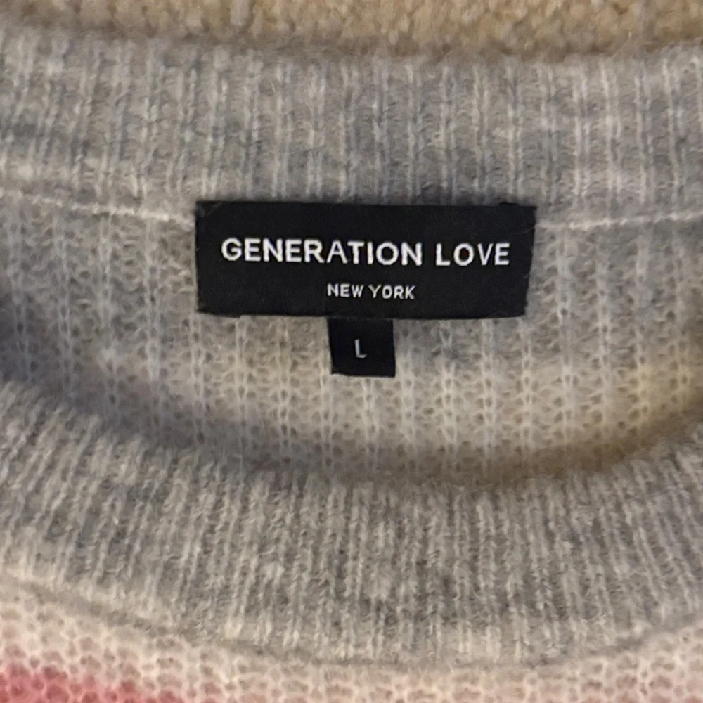 Generation Love Pink and Gray Striped Sweater with Pearl Accents - Picture 3 of 3